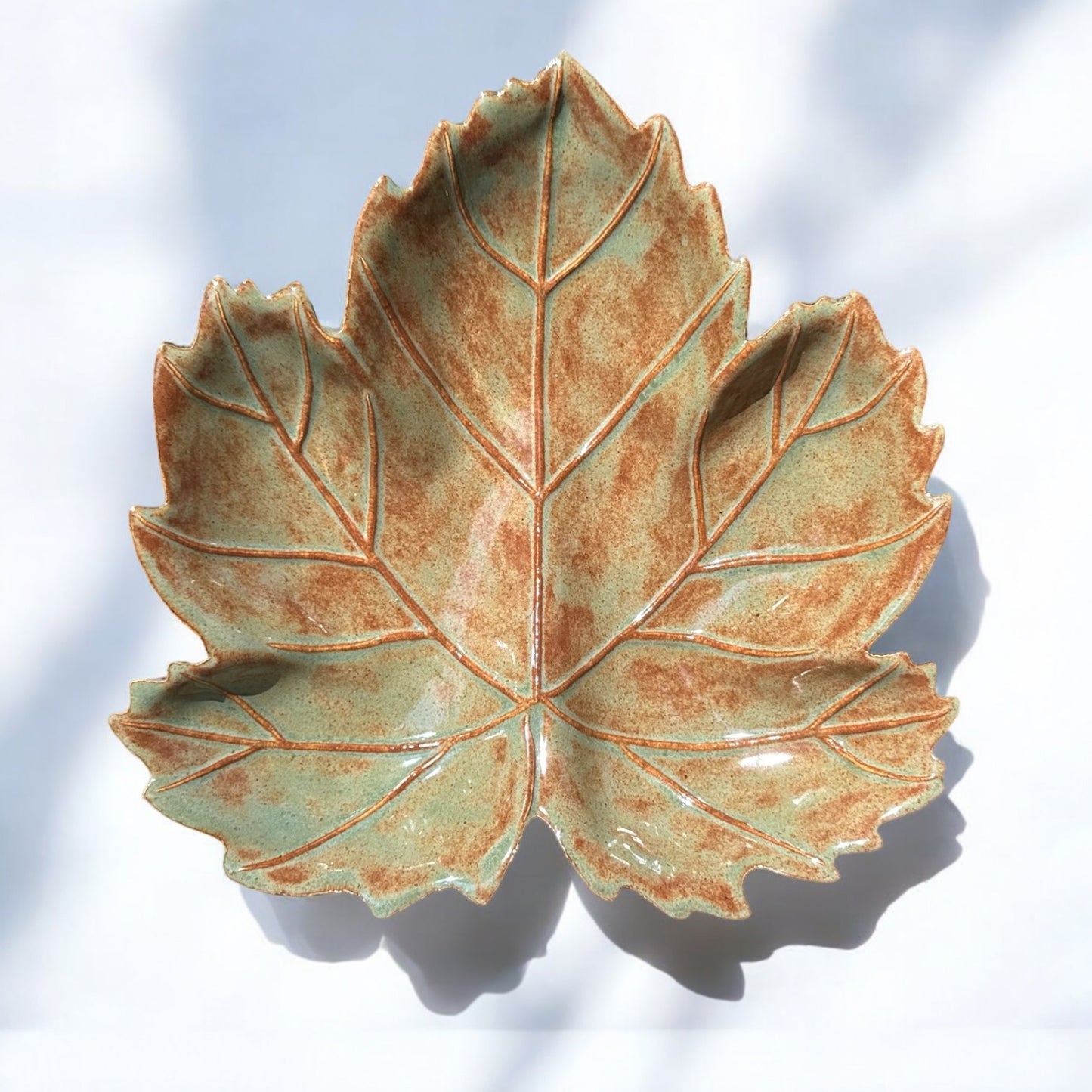 Green Fall Leaf Tray